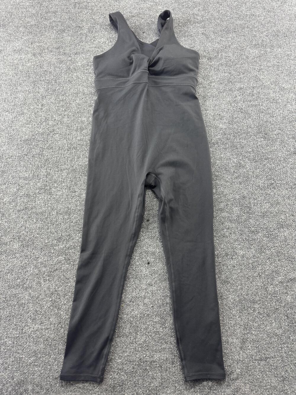 Fabletics Twist Front PureLuxe One-piece Womens L Black Unitard 7/8 V Neck